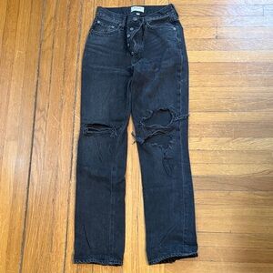 Agolde 90s Mid Rise Loose Fit Black Distressed Jeans